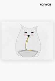 Materiał Canvas Poziom A2 – Kot jedzący spaghetti