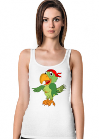 Koszulka damska na ramiaczkach z nadrukiem Papuga