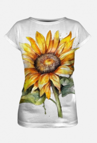 Koszulka ze słonecznikiem malowanym akwarelą