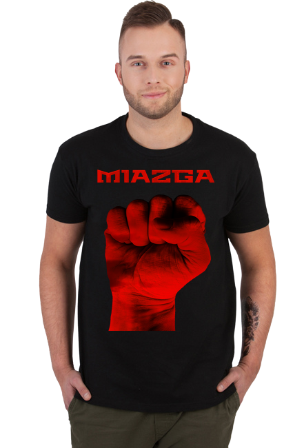 T-Shirt męski czarny z grafiką Miazga z przodu