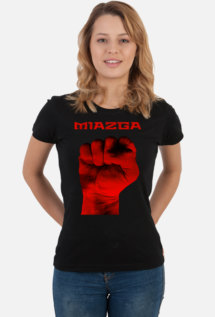 T-Shirt damski czarny z grafiką Miazga z przodu