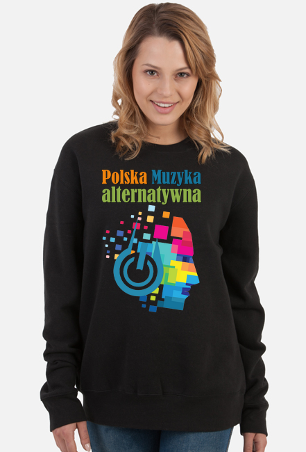 Bluza damska czarna bez kaptura "Polska Muzyka alternatywna" z przodu