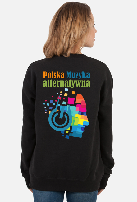Bluza damska czarna bez kaptura "Polska Muzyka alternatywna" z tyłu