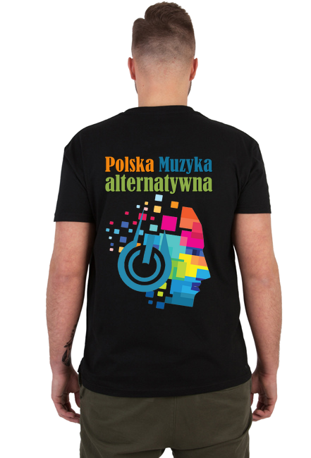 T-Shirt męski czarny "Polska Muzyka alternatywna" z tyłu