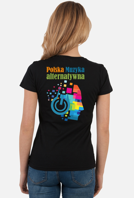 T-Shirt damski czarny "Polska Muzyka alternatywna" z tyłu
