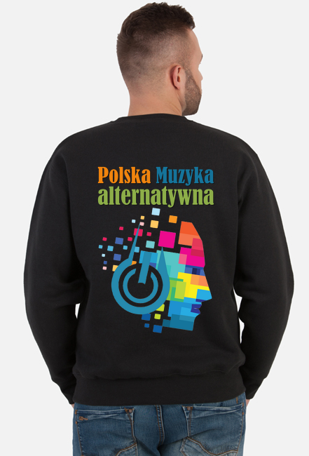 Bluza męska czarna bez kaptura "Polska Muzyka alternatywna" z tyłu