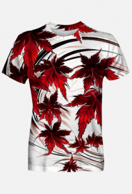 Koszulka męska, T-shirt, w stylu tatuażu Irezumi, liście klonu