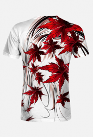 Koszulka męska, T-shirt, w stylu tatuażu Irezumi, liście klonu