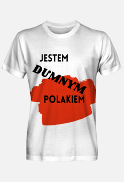 Koszulka męska, pełny nadruk - Dumny Polak (biała)
