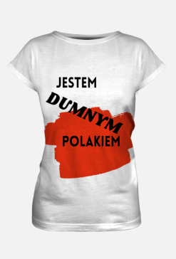Koszulka damska, pełny nadruk - Dumny Polak (biała)