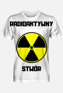 Koszulka męska, pełny nadruk - Radioaktywny Stwór (biała)