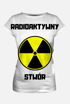 Koszulka damska, pełny nadruk - Radioaktywny Stwór (biała)