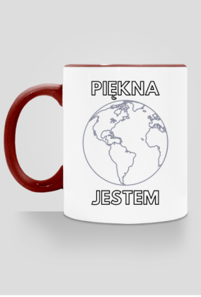 Kubek Eko z Kolorowym Uszkiem - Piękna Jestem (różne kolory)