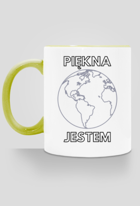 Kubek Eko z Kolorowym Uszkiem - Piękna Jestem (różne kolory)