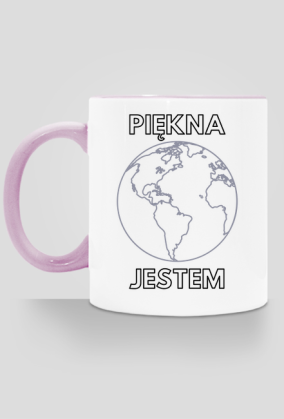Kubek Eko z Kolorowym Uszkiem - Piękna Jestem (różne kolory)
