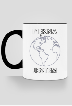 Kubek Eko z Kolorowym Uszkiem - Piękna Jestem (różne kolory)