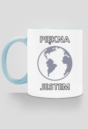 Kubek Eko z Kolorowym Uszkiem - Piękna Jestem, wersja 2 (różne kolory)