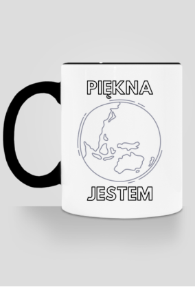 Kubek Eko z Kolorowym Uszkiem - Piękna Jestem, wersja 3 (różne kolory)