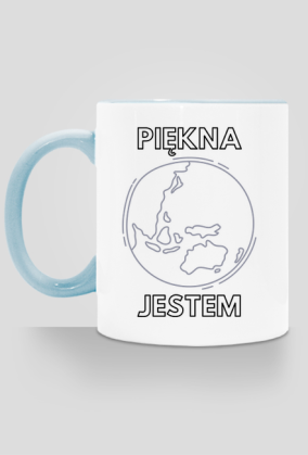Kubek Eko z Kolorowym Uszkiem - Piękna Jestem, wersja 3 (różne kolory)