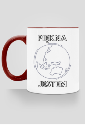 Kubek Eko z Kolorowym Uszkiem - Piękna Jestem, wersja 3 (różne kolory)