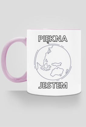 Kubek Eko z Kolorowym Uszkiem - Piękna Jestem, wersja 3 (różne kolory)
