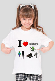 koszulka - I love minecraft dziecięca damska