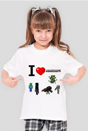 koszulka - I love minecraft dziecięca damska