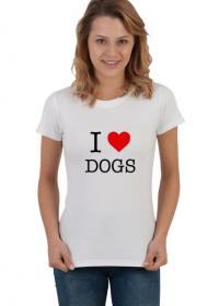 Kocham Psy - I Love Dogs - T-shirt koszulka damska
