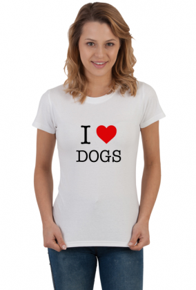 Kocham Psy - I Love Dogs - T-shirt koszulka damska