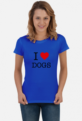 Kocham Psy - I Love Dogs - T-shirt koszulka damska