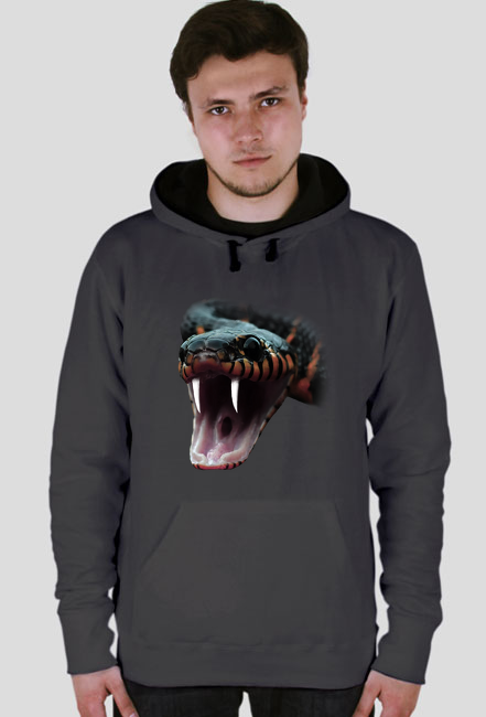 Bluza Męska z kapturem dwukolorowa - Kobra 3D