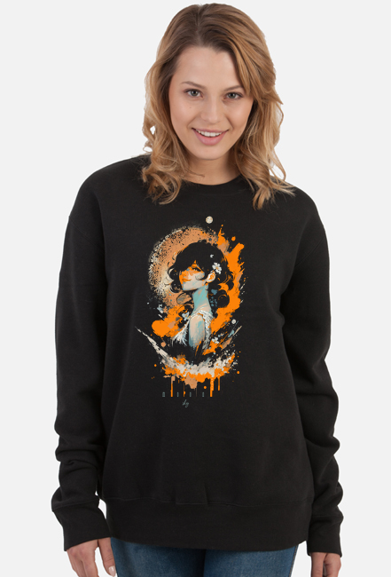 Damska czarna bluza z nadrukiem Moon Sky