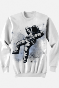 Bluza Męska, pełny nadruk - Odpoczywający Kosmo/Astro (biała)