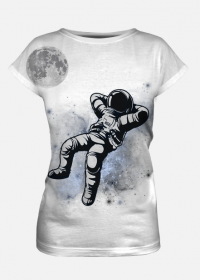 Koszulka damska, pełny nadruk - Odpoczywający Kosmo/Astro, wer. 2 (biała)
