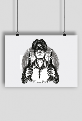 PLAKAT/PLÓTNO-PAN Z NOŻAMI