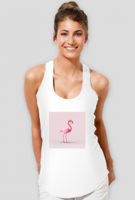 Z Flamingiem na różowym tle - damska