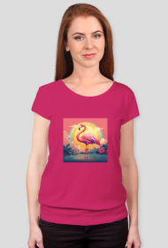 Z flamingiem za tle słońca - damska