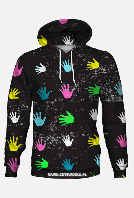 Bluza z kapturem ręce czarna , Cute World