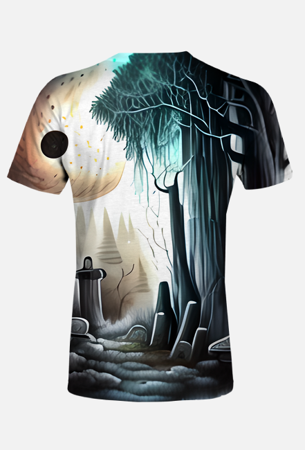 Gothic Moonlight in Graveyard and Forest