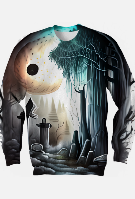 Gothic Moonlight in Graveyard and Forest