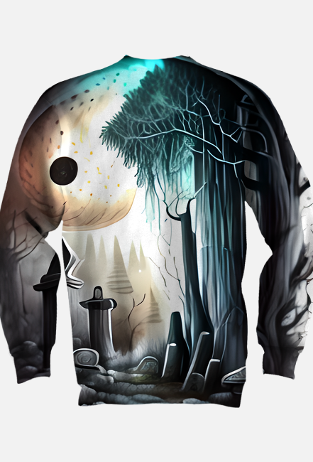 Gothic Moonlight in Graveyard and Forest