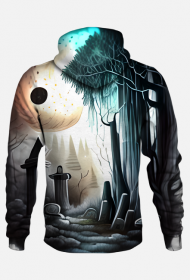 Gothic Moonlight in Graveyard and Forest