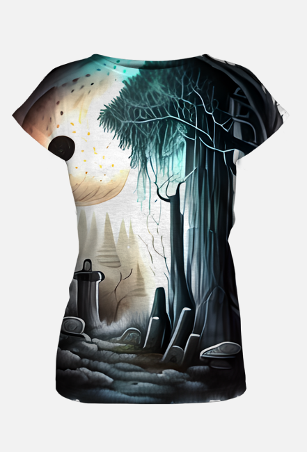 Gothic Moonlight in Graveyard and Forest