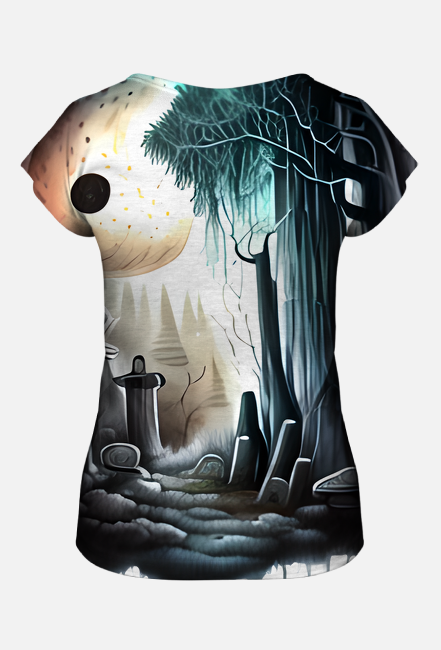 Gothic Moonlight in Graveyard and Forest