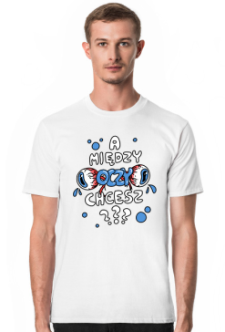 T-shirt ,,A między oczy chcesz???,, niebieski