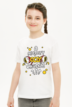 T-shirt kid ,,A między oczy chcesz???,, żółty