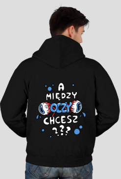 Bluza zapinana ,,A między oczy chcesz???,, niebieski