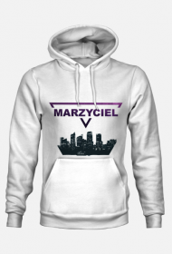 PL - Marzyciel - biała bluza z kapturem i kieszenią męska