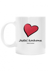 Jesteś kochana - biały kubek z serduszkiem na prezent