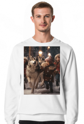 Children playing with wolves